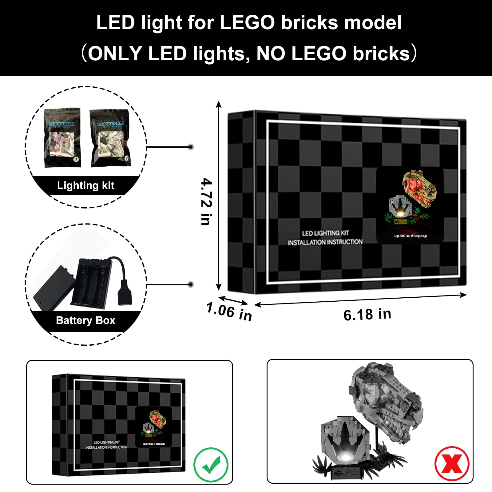 Amazon.co.jp: Vaodest LED ライト レゴ76964 恐竜化石:T.rex スカル